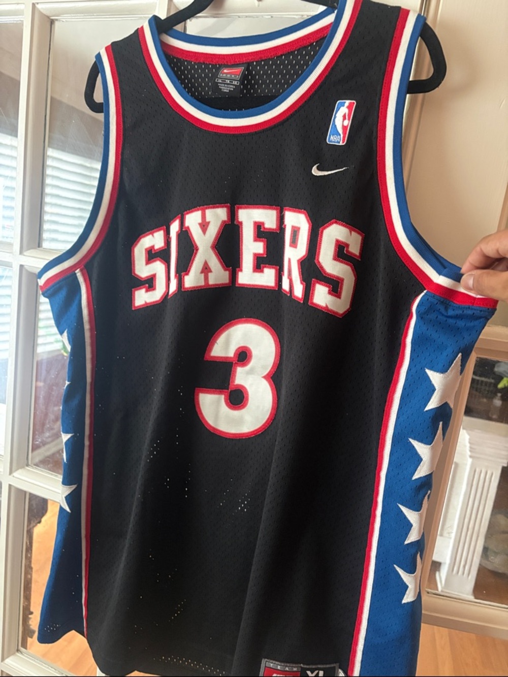 Nike Black, Blue & White Allen Iverson Sixers #3 Basketball Jersey - Picture 4 of 9